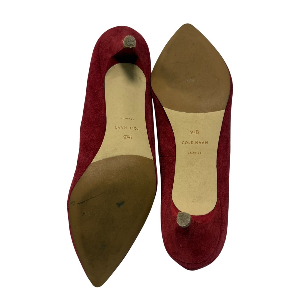 Cole Haan Grand.OS Womens 9.5B Burgundy Suede Pointed Toe‎ Kitten Heel Pumps - Picture 4 of 5